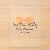 Bow-tiful birthday orange bow name date simple pas アクリル招待状 (正面)