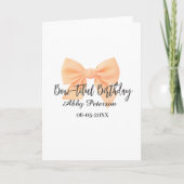 Bow-tiful birthday orange bow name date simple pas カード (正面)