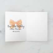 Bow-tiful birthday orange bow name date simple pas カード (内部)