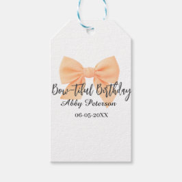 Bow-tiful birthday orange bow name date simple pas ギフトタグ