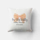 Bow-tiful birthday orange bow name date simple pas クッション (裏面)