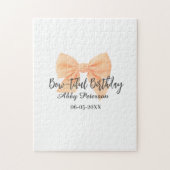 Bow-tiful birthday orange bow name date simple pas ジグソーパズル (縦)
