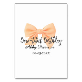 Bow-tiful birthday orange bow name date simple pas テーブルナンバー