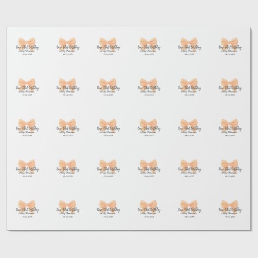 Bow-tiful birthday orange bow name date simple pas ラッピングペーパー (フラット)