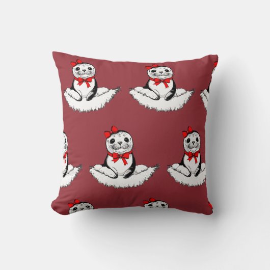 Bow-tiful Seal – Christmas Edition クッション (正面)