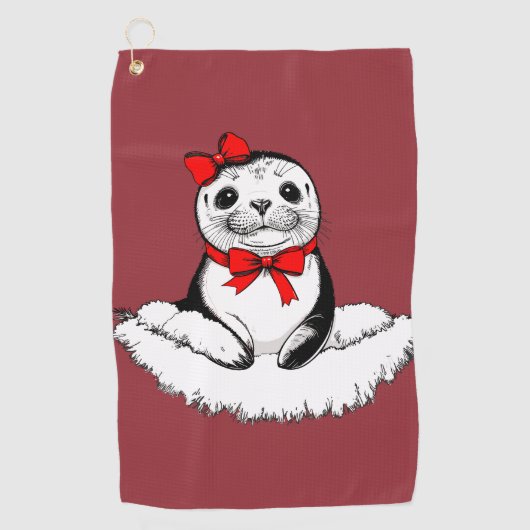 Bow-tiful Seal – Christmas Edition ゴルフタオル (正面)