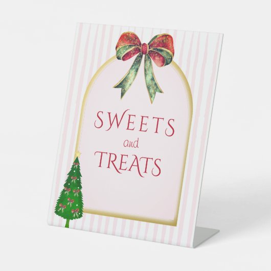 Bow Tis The Season Bridal Shower Sweets & Treats 台座サイン (正面)