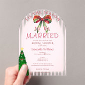 Bow Tis The Season To Be Married Bridal Shower アクリル招待状 (インサイチュ (ポータブル))