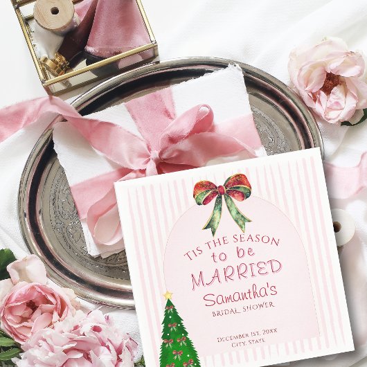 Bow Tis The Season To Be Married Bridal Shower スタンダードカクテルナプキン