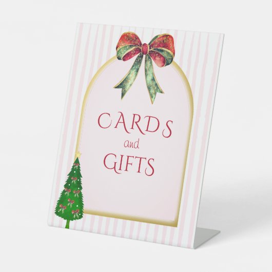 Bow Tis The Season Xmas Bridal Shower Cards & Gift 台座サイン (正面)