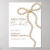 Bow Tying the Knot Bridal Shower Welcome Sign ポスター (正面)