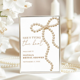Bow Tying the Knot Bridal Shower Welcome Sign ポスター