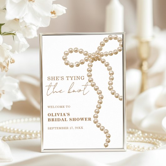 Bow Tying the Knot Bridal Shower Welcome Sign ポスター