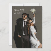 Bow Vintage Classic Black & White Photo Wedding 招待状 (裏面)