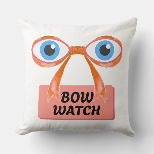 Bow Watch – Quirky Cartoon クッション (正面)