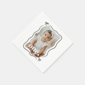 Bow Wavy 縁ど Photo 1st Birthday スタンダードカクテルナプキン (角)