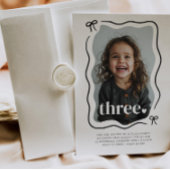 Bow Wavy 縁ど Photo 3rd誕生日招待状 招待状