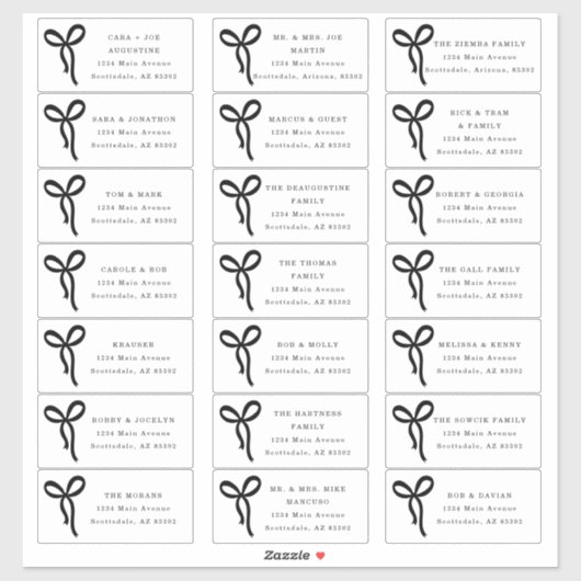 Bow Wedding Guest Address Labels シール (シート)