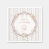 Bow Wildflower First Birthday スタンダードカクテルナプキン (正面)