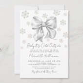 Bow Winter Baby Shower 招待状 (正面)