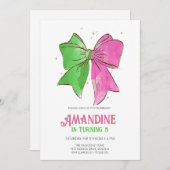 Bow Witches Girl Birthday Magical Party 招待状 (正面/裏面)