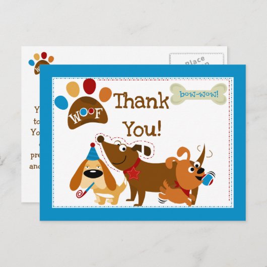 Bow Wow Dogありがとうはがき ポストカード (正面/裏面)