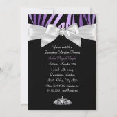 Bow & Zebraプリント紫ブラックフォトキンセアニェラ 招待状 (裏面)