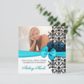 Bowed Damaskアクセント付き招待状[ティール（緑がかった色）] 招待状 (スタンド正面)