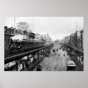 Bowery at Grand通り, New York 1895ポスター ポスター