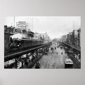 Bowery at Grand通り, New York 1895ポスター ポスター