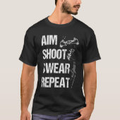 Bowfishing Airboat Aim Shoot Swear Repeat Bowfishe Tシャツ (正面)