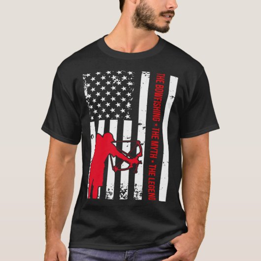 Bowfishing USA Flag Vintage great cool Tシャツ (正面)