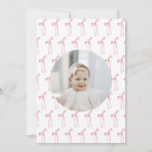 Bowiful One Waterカラーピンク写真1歳の誕生日 招待状 (裏面)