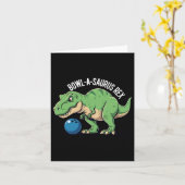 Bowl-a-saurus Rex Funny Dinosaur Bowling Humor Pun カード (黄色い花)