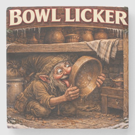 Bowl Licker Icelandic Yule Lad ストーンコースター (正面)