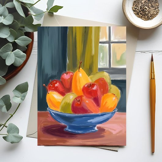 Bowl of Fruit Watercolor Painting ポストカード