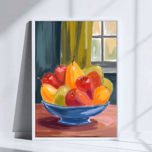 Bowl of Fruit Watercolor Painting Art ポスター