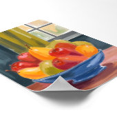 Bowl of Fruit Watercolor Painting Art ポスター (角)