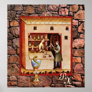 BOWL OF HYGEIA, ANTIQUE PHARMACY ,Pharmacist ポスター