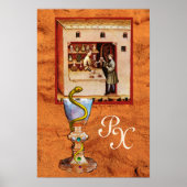 BOWL OF HYGEIA MONOGRAM Medicine,Antique Pharmacy ポスター (正面)