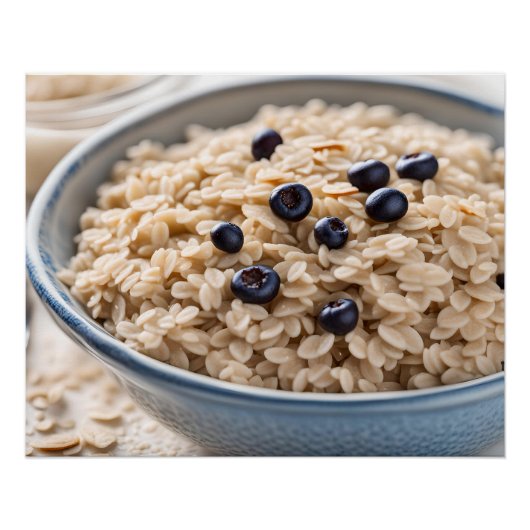 Bowl of Oatmeal with Blueberries ポスター (正面)