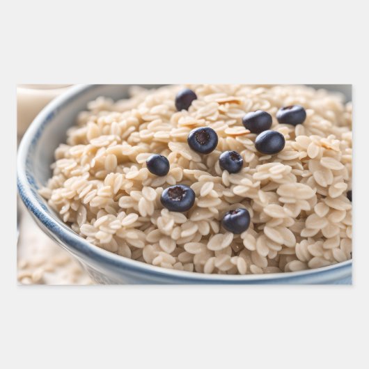 Bowl of Oatmeal with Blueberries 長方形シール (正面)