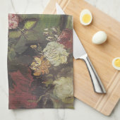 Bowl with牡丹とバラby Vincent van ゴッホ キッチンタオル (四つ折り)
