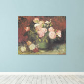 Bowl with牡丹とバラby Vincent van ゴッホ キャンバスプリント (インサイチュ (ウッドフロア))