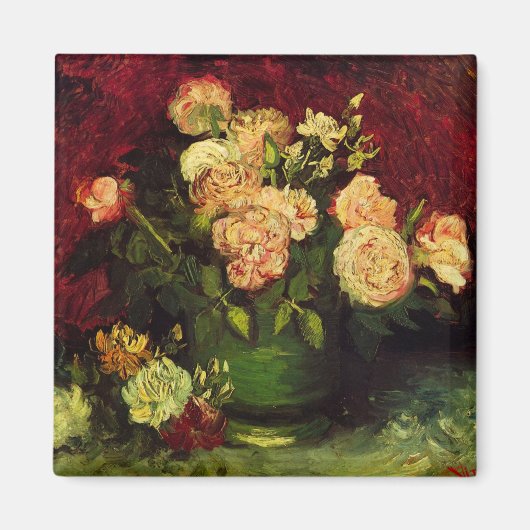 Bowl with牡丹とバラby Vincent van ゴッホ マグネット (正面)