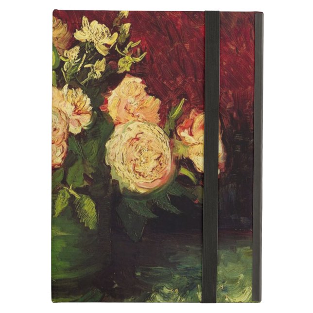 Bowl with Peonies and Boles, Vincent van ゴッホ iPad Airケース (正面(閉時))