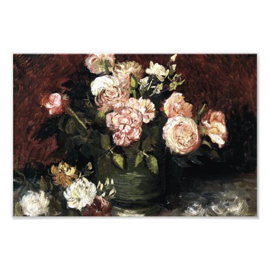 Bowl with Peonies and Roses - Gogh フォトプリント (正面)