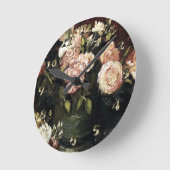 Bowl with Peonies and Roses - Gogh ラウンド壁時計 (傾斜)