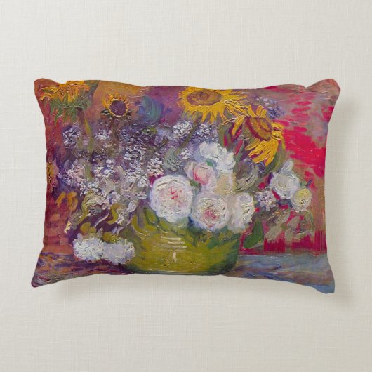 Bowl with Sunflowers and Boles by Vincent van ゴッホ アクセントクッション (裏面)