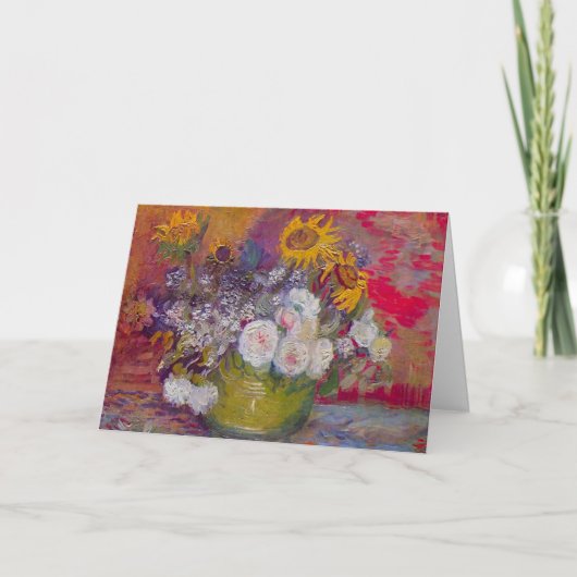 Bowl with Sunflowers and Boles by Vincent van ゴッホ カード (正面)